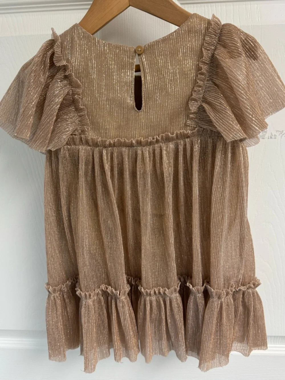 Cat & Jack Shimmery Taupe Ruffle Dress Girls 2T‎ - Picture 2 of 13